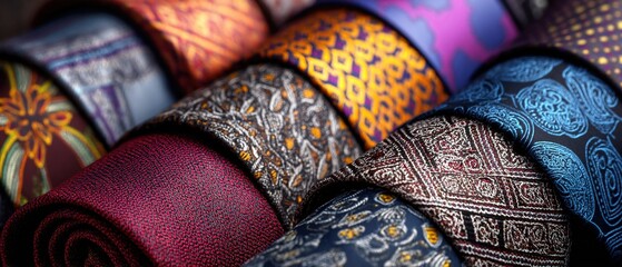 Close up of a bunch of ties, perfect for fashion blogs. High quality