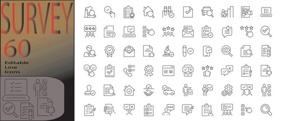 survey line editable icon set. Editable stroke. Vector illustration