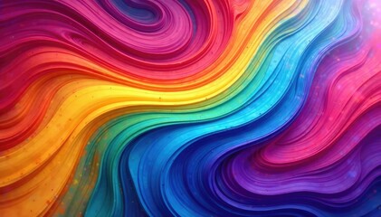 Obraz premium Vibrant rainbow colors swirl and blend in an abstract design Perfect for backgrounds, websites, and design projects , swirl, digital art, fantasy