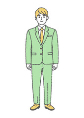 立ち姿の男性ビジネスマンのシンプルなカラーイラスト