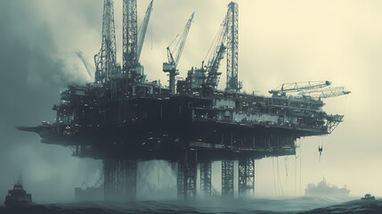 Obraz premium towering offshore cranes