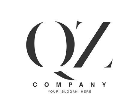 QZ logo design. Initial letter q and z serif font style. Creative classic company name typography. Trendy logotype or identity.