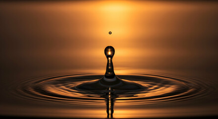 water drop,  water droplet,  droplet, Golden Hour Water Drop Impact