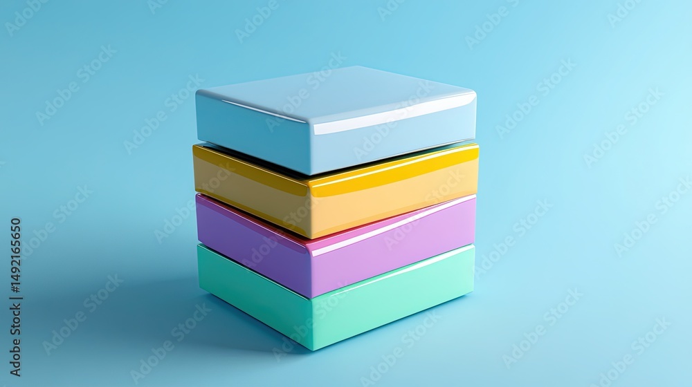 Poster stylish stack of square boxes with glossy and matte finish contrast.