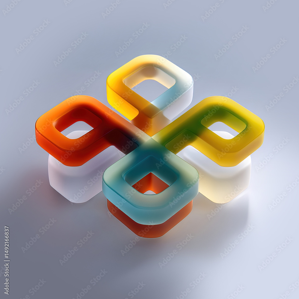 Poster colorful interlocking shapes symbolize unity and harmony