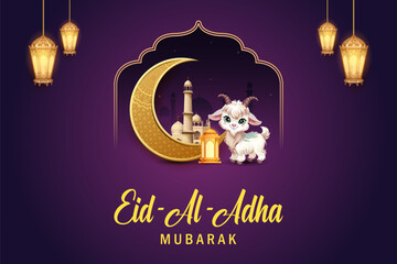 Sheep wishing Eid ul Adha Happy Bakra Id holy festival of Islam Muslim