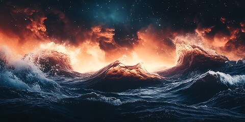 Naklejka premium Fiery celestial sea