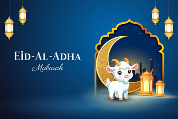 Sheep wishing Eid ul Adha Happy Bakra Id holy festival of Islam Muslim