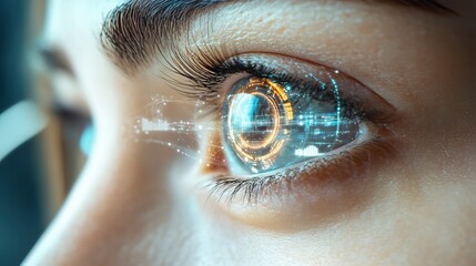 A smart contact lens displaying real-time notifications and AR messages 