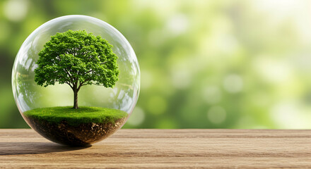 tree,  nature,  environment, Protected Nature Young Tree in Glass Sphere