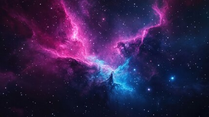 Fototapeta premium Stunning cosmic nebula with vibrant pink and blue colors, showcasing the beauty of space in an artistic way.
