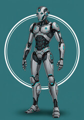 Fototapeta premium Futuristic Robot Design Sleek Powerful Advanced Technology