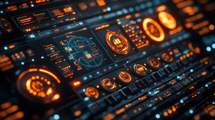 Obraz premium Futuristic dashboard with multiple displays