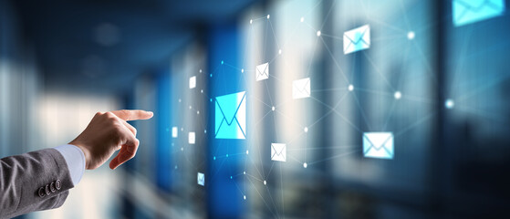 Email connections digital concept. Sending and receiving emails