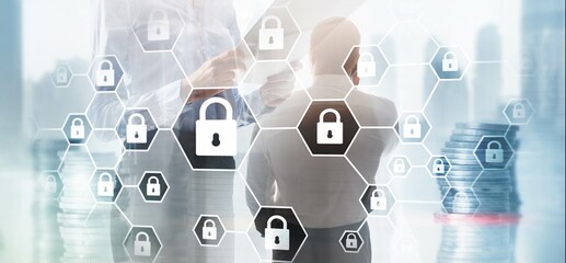 Cybersecurity concept. Data protection universal background
