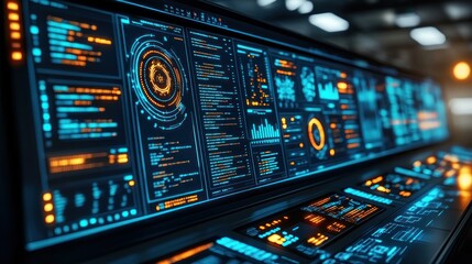 Futuristic data visualization dashboard