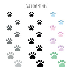 Fototapeta premium Cute Cat Paw Prints Clipart Set