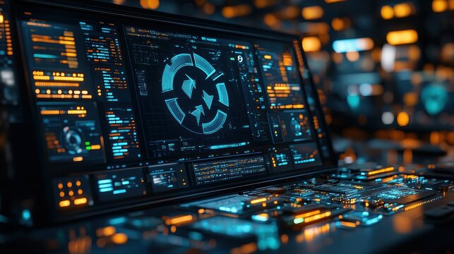 Futuristic digital dashboard display - Powered by Adobe