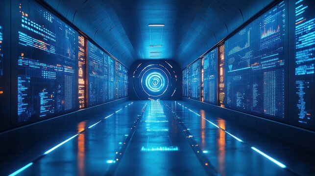 Futuristic data tunnel - Powered by Adobe