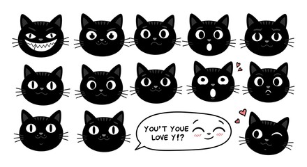 Black Cat Moods: A Feline Expression Chart AI Generated
