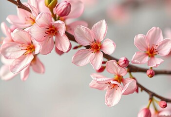 Obraz premium Soft pink vintage pear blossom illustration, delicate petals, ideal for Christmas floral arrangements, invitation, elegant