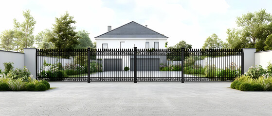 Modern Black Double Gate Leading To White House
