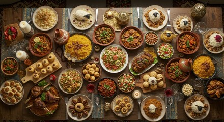 Fototapeta premium Extensive variety of dishes on table