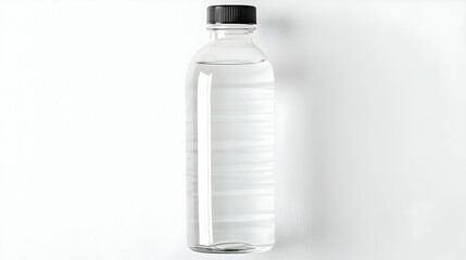 Clear Glass Water Bottle On White Background