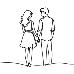 vector illustration of a couple hand holding  one line drawing illustration