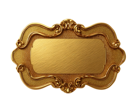 Ornate Gold Frame with Textured Center on Transparent Background, PNG