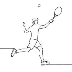 tennis player silhouette  vector one line drawing illustration