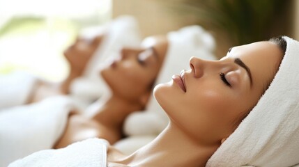 Serene Spa Day: Three Women Relaxing and Rejuvenating with Facials and Treatments