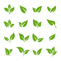 various green leaf icon vector collection