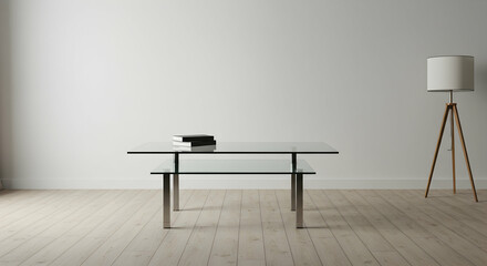 glass coffee table,  modern coffee table,  minimalist interior, Modern Glass Coffee Table in Minimalist Interior