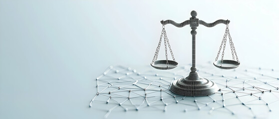 Abstract Justice Scales  On Light Gray Background