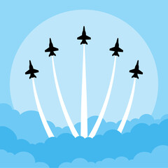 jets flying in formation airshow vector illustration