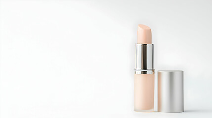 Light Beige Lipstick Tube On White Background