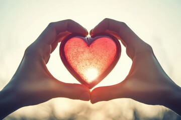 Sunset Heart: A Symbol of Love, Hope, and Warmth against the Golden Hour Sky