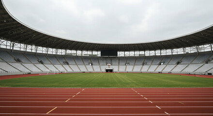 Fototapeta premium stadium, arena, athletics, Empty Modern Stadium with Running Track