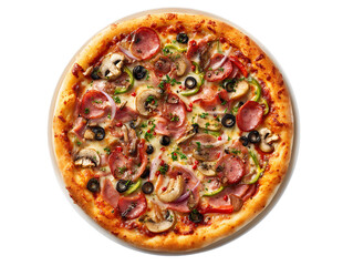 Overhead Shot of a Delicious Meat Lovers Pizza, PNG