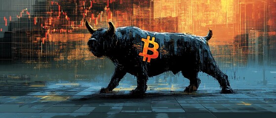 Bitcoin Bull Market Cityscape.