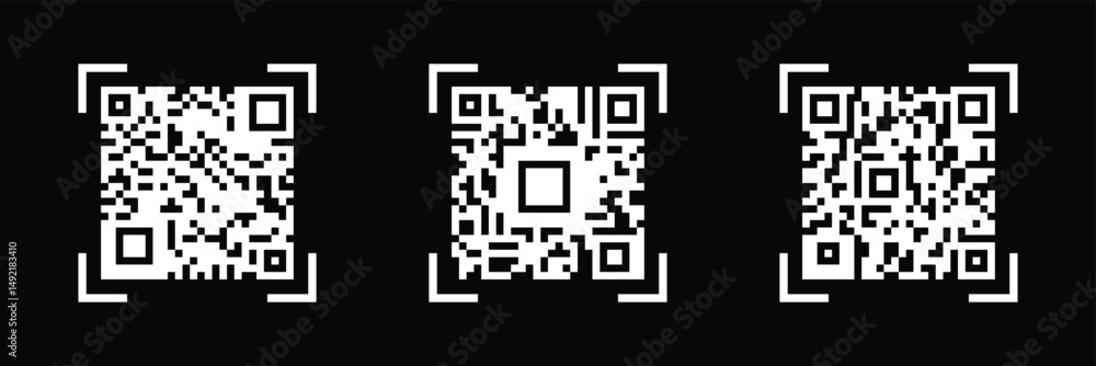 Poster qr code scanning icon vector