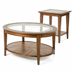 A coffee table or side table isolated on a white background, showcasing its sleek design and functional surface.