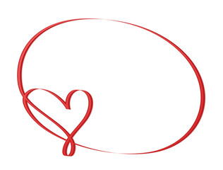 One line frame with red heart.
