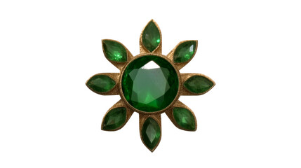 Ornate Jewelry Piece with Green Gems, cut out transparent