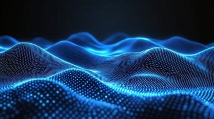 Fototapeta premium Abstract digital landscape of glowing blue dots (1)