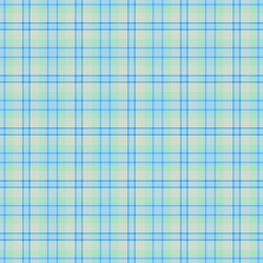 Scotland tartan fabric background, loft pattern textile seamless. Worldwide check texture vector plaid in cyan and white colors. © Olena