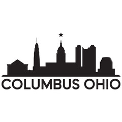 Obraz premium Columbus city skyline horizontal banner. Black Columbus city, Ohio. Vector template for your design. Vector black silhouette. with white background