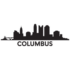 Fototapeta premium Columbus city skyline horizontal banner. Black Columbus city, Ohio. Vector template for your design. Vector black silhouette. with white background