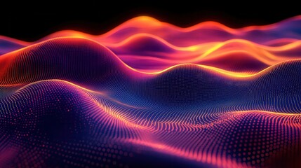 Abstract digital landscape of glowing hills